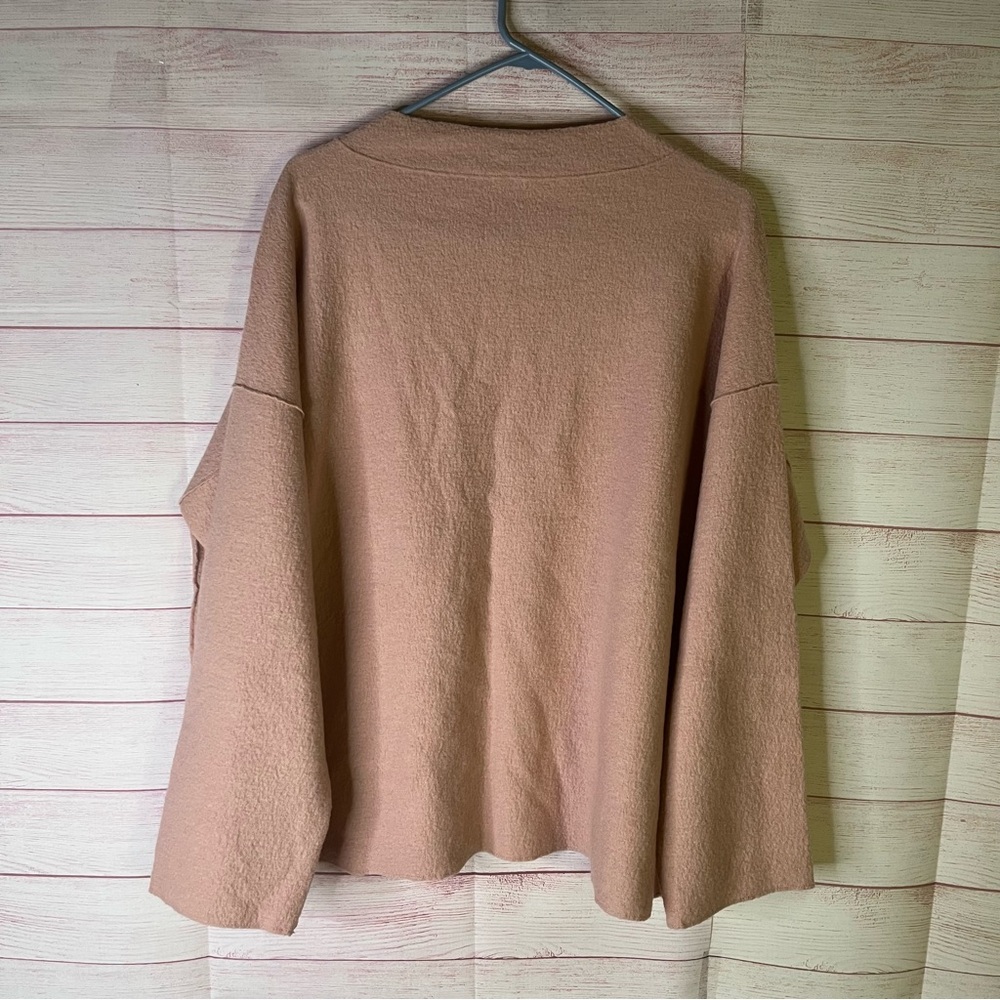 Eileen Fisher NWT Blush Lightweight Funnel Wool BoxTop Sz1X F1WQO-T5458M Size XL - Picture 7 of 7